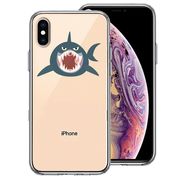 iPhoneX/XS 側面ソフト 背面ハード ハイブリッド クリア ケース サメ リンゴ飲み込む