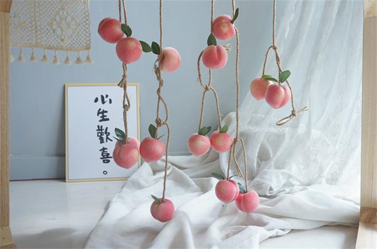 籐 かわいい 桃 装飾 ティーショップ 大人気 桃 オシャレ 果物 麻縄 吊り下げ 壁掛け
