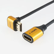 【5個セット】ホーリック HDMI延長ケーブル L型270度 2m ゴールド HLFM20