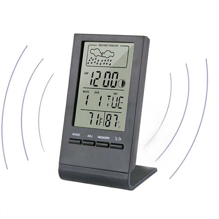 温湿度計 おしゃれ デジタル マグネット アラーム 快適レベル表示 温度湿度時刻表示 スタンド 熱中症計