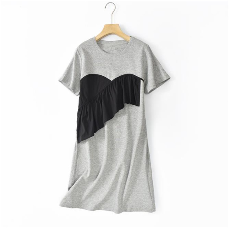 おすすめ商品  コントラストカラー 縫付 ワンピース リトルブラックドレス ゆったりする カジュアル