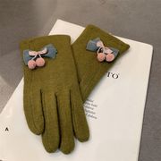 手袋　秋　冬　レディース　韓国ファッション　五本指　可愛い　蝶結び
