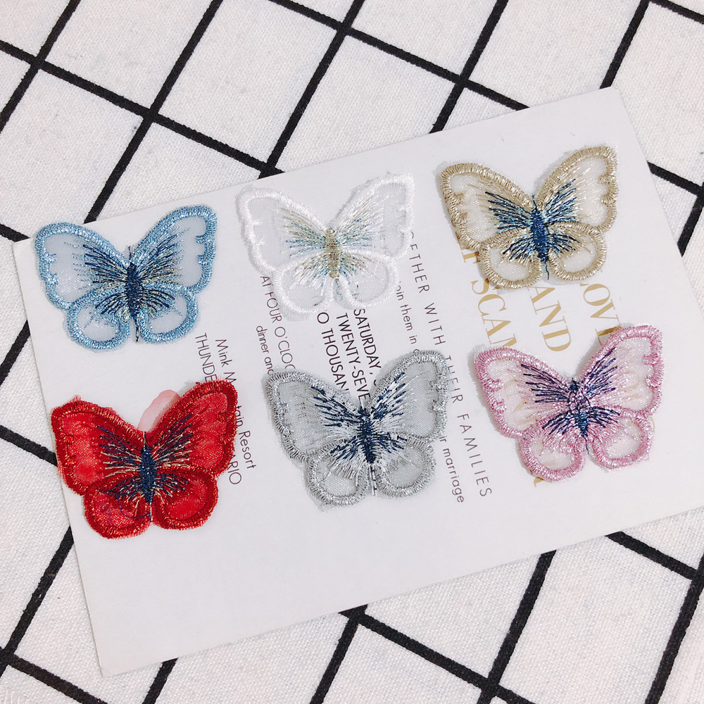 【3サイズ】手作り ハンドメイド レース 蝶々 バタフライ チョウ 刺繍 オーガンジー アクセサリーパーツ