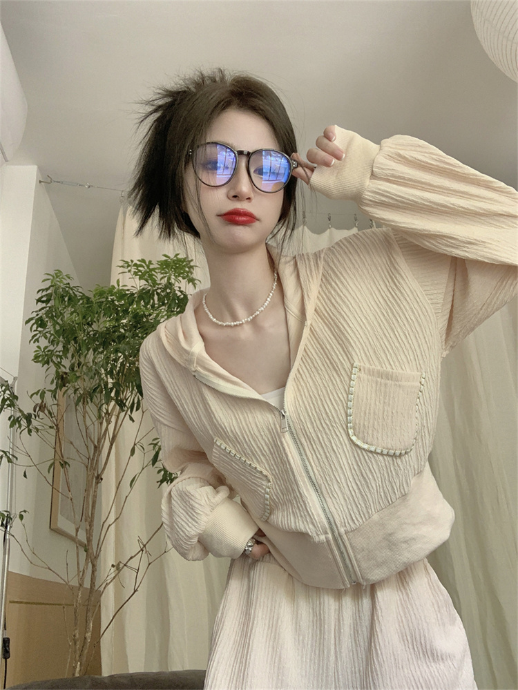 話題の注目アイテム 韓国ファッション フード付き トップス コート ハイウエスト ワイドパンツ