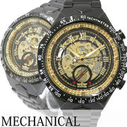 自動巻き腕時計 ATW038-BKYG フルスケルトン＆ローマ数字 ゴールド 機械式腕時計 メンズ腕時計