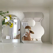 満足してます 鏡 形 大人気 化粧鏡 卓上 置物 装飾品 ホームアクセサリー ウェーブ アクリルミラー