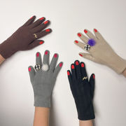 手袋　レディース　韓国ファッション　スマホ対応　デザイン　秋冬　厚手　防寒　指輪