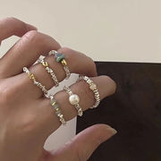 指輪　リング　アクセサリー　レディース　韓国ファッション　パール　メタル　デザイン