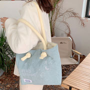 バッグ　トートバッグ　コールテン　刺繍　秋冬　かわいい　レディース　韓国ファッション　4色