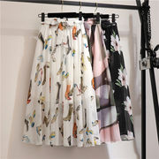 スカート　デザイン　シフォン　ゆったり　レディース　春夏　韓国ファッション　花柄　全19色
