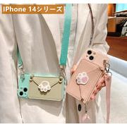 iPhone14 /13/12/11スマホケース スマホストラップ クリア携帯ケース 肩掛け　斜め掛け 5色