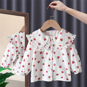 韓国子供服   女の子   長袖  可愛い   プリント    シャツ    薄い   トップス  子供服   春秋   3色