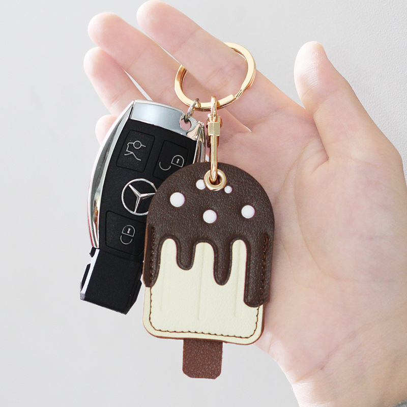 キーケース キーホルダー キーリング バッグチャーム 学生 PU革 アイス