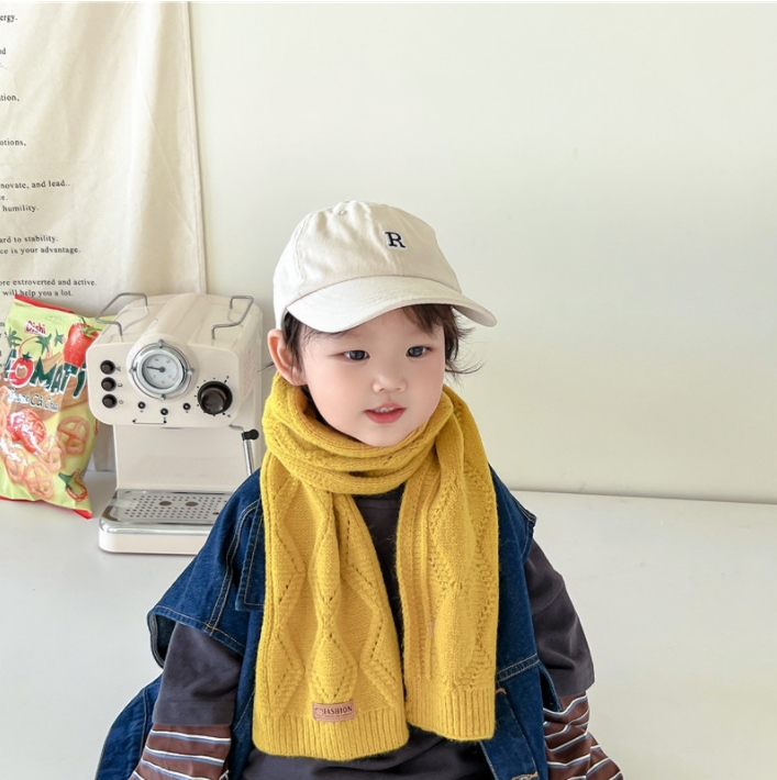 2022秋冬新作  ins  韓国ファッション  子供マフラー  ピュアカラー   赤ちゃん  マフラー  毛糸を編む