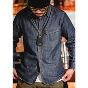 アメカジ レトロ デニム シャツジャケット 作業着 ワークシャツ 長袖シャツ メンズ カジュアル