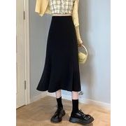 フィッシュテールスカートスーツスカート女性2022新しいトレンディな黒のロングスカート