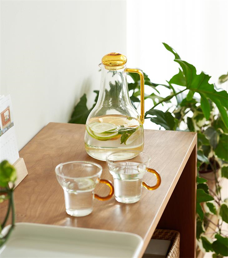 新しいデザイン やかん レモン 大容量 湯冷ましポット コップ 夏 洗練された ミニマリスト ガラス 透明