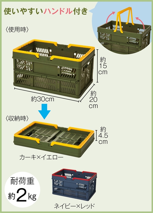 ハンドル付き折りたたみコンテナボックス 1個 | 卸売・ 問屋
