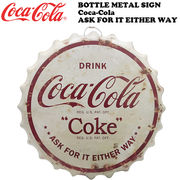 ボトルキャップ メタルサイン COCA-COLA ASK FOR IT EITHER WAY 【コカコーラ ブリキ看板】