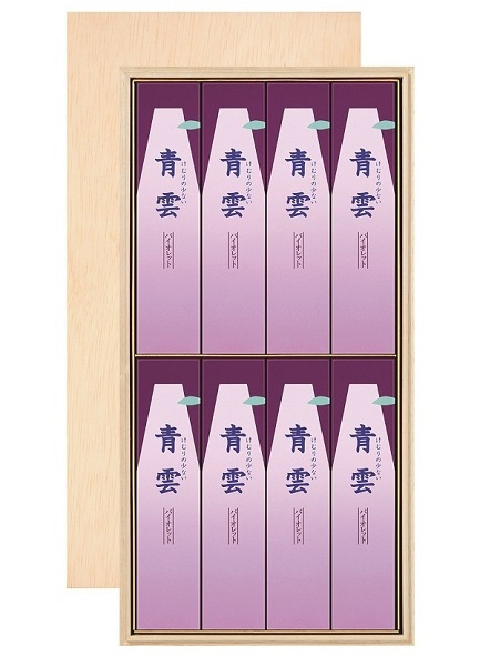 青雲バイオレット　木箱進物　サック８入　包装品 【 日本香堂 】 【 お線香 】