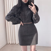 2022冬INS★ファッション  レイジー風　デザイン感  ニットセーター＋タイトスカート