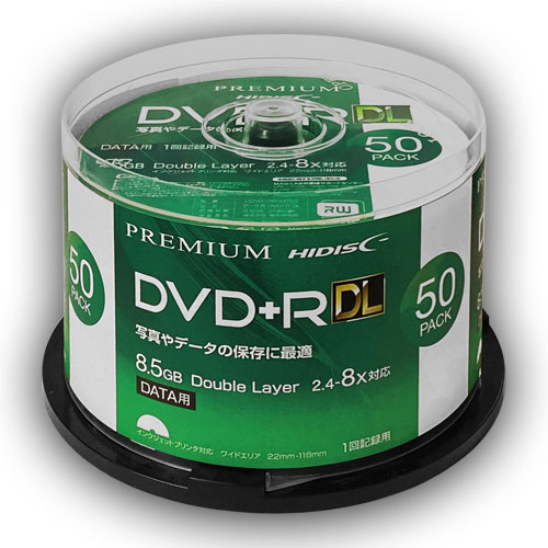 HIDISC データ用 DVD+R DL 片面2層 8.5GB 50枚 8倍速対応 インク