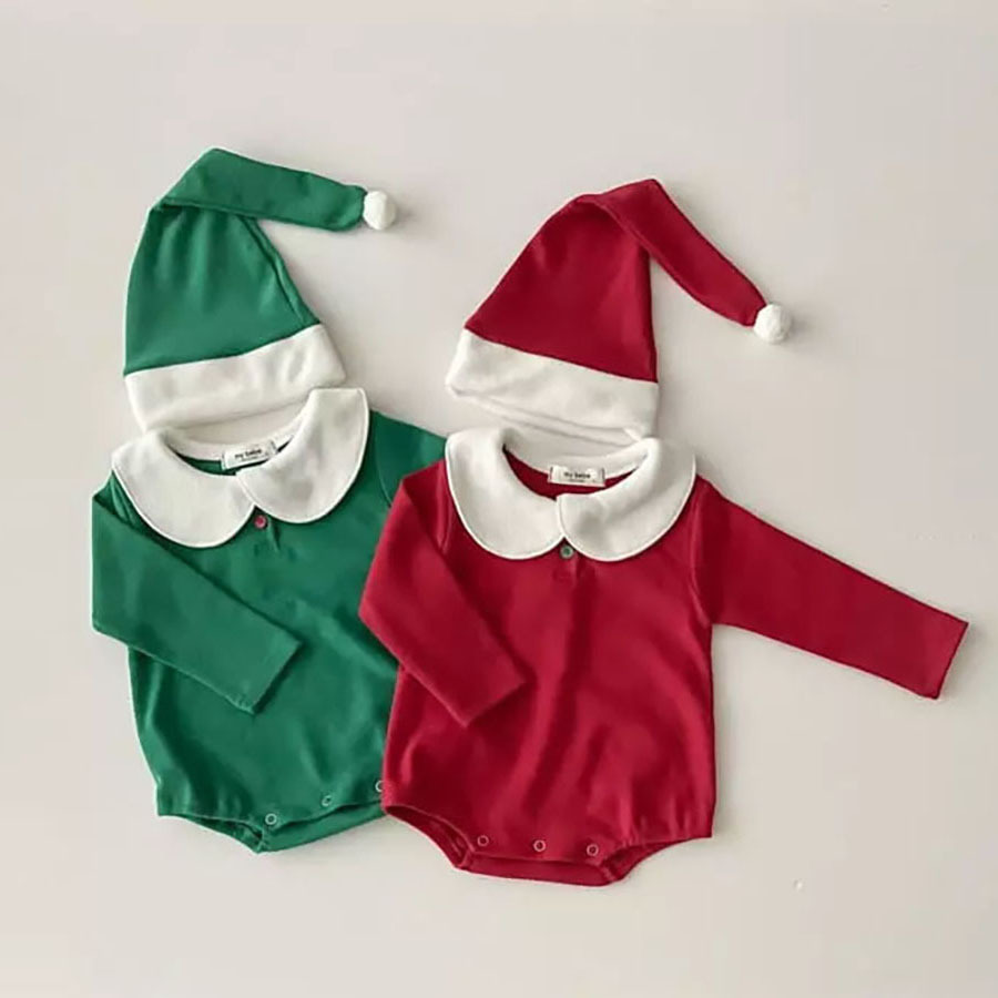 ins　サンタ服　クリスマス　帽子付き　ロンパース　2点セット　ベビー服　可愛い　子供服　カバーオール