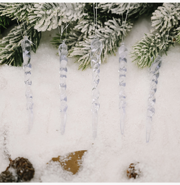 クリスマスツリー オーナメント 氷柱 飾り 雪の結晶 つらら 冬 透明