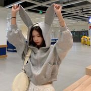 秋冬新しい    韓国風　 パーカーコート， 気質ファッション カジュアルジャケット★裏毛付き★M-XL