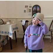2022 秋冬 韓国風子供服  キッズ  ニット セーター女の子    かわいい  カーディガン  厚手 2色