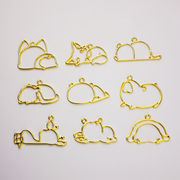 激安 DIY材料 手作り 手芸 基礎金具パーツ 金属チャーム 空枠 レジン枠ミール皿 フレーム20枚 犬 猫