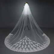 とってもおすすめです 花嫁の頭糸 レース アップリケ スタジオ ロング ウェディングドレス 頭糸