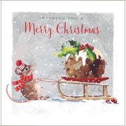 グリーティングカード クリスマス「プレゼントを運ぶネズミ」 メッセージカード