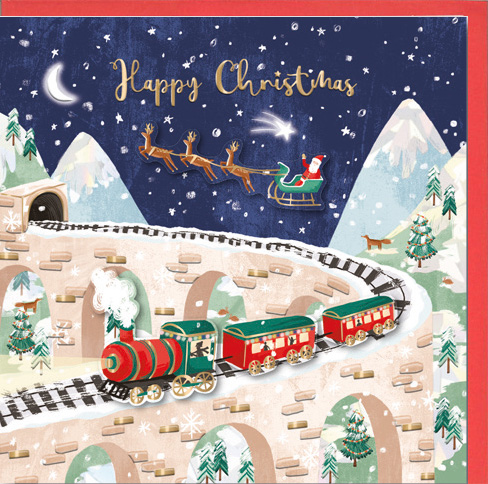 グリーティングカード クリスマス「汽車とサンタクロース」 メッセージカード
