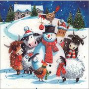 グリーティングカード クリスマス「牧場のスノーマン」 メッセージカード
