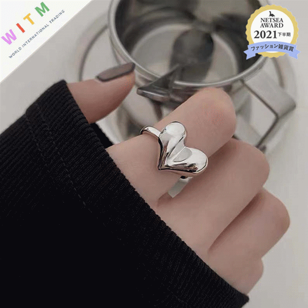 ins 立体ハート シンプル リング 指輪 アクセサリー 高級感 ファッション 韓国風
