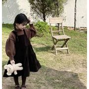 春秋新作 女の子 スカート  コーデュロイ  ストラップ スカート 韓国版 ロングスカート 子供服