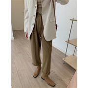 履くだけでこなれ感 カジュアルパンツ ハイウエスト ワイドパンツ ストレート 九分丈パンツ  ロングパンツ