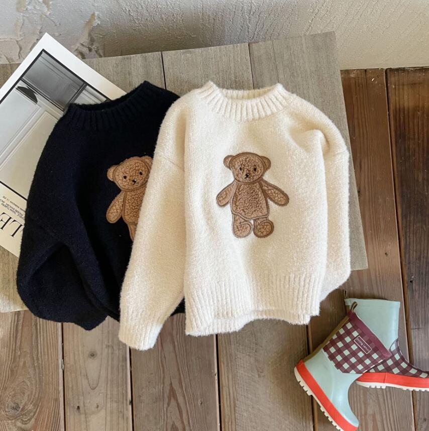 春秋新作 女の子 セーター 韓国版  赤ちゃん 洋風 ニット 上着 クマ 子供服