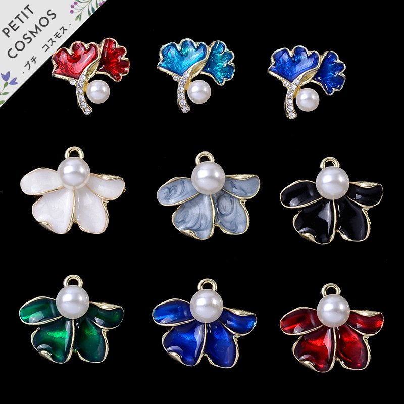 flower pearly cosmos pierce - アクセサリー