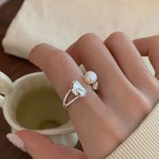 リング  ring  指輪 ins  調節 花柄 デザイン  韓国 パール