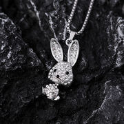 ウサギのネックレス、フルダイヤモンド バニー ペンダント ペンダント、かわいい、ウサギのオーナメント