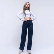 今が絶対買い流行 韓国ファッション  快適である ワイドパンツ 伸縮性のあるウエスト ロングパンツ