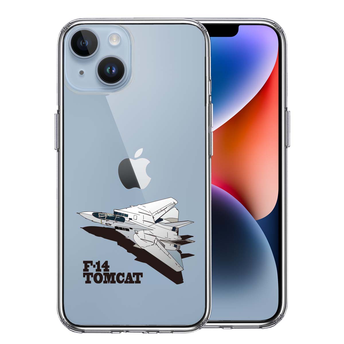 iPhone14 側面ソフト 背面ハード ハイブリッド クリア ケース 米軍 F-14 トムキャット
