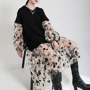 花柄ワンピース2022韓国ファッションデザインゆったり愛されドッキングワンピースドレス