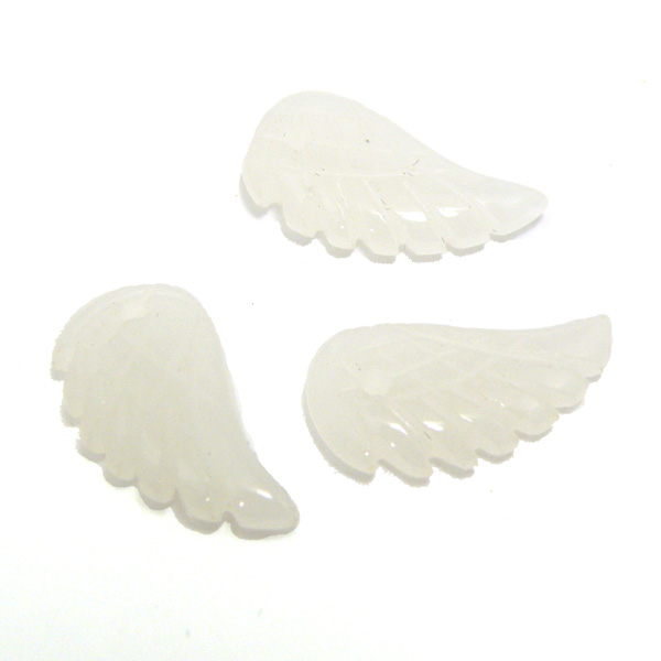 天然石 アクセサリーパーツ 天使の羽 ホワイトアゲート 3個セット 約12x5x5mm