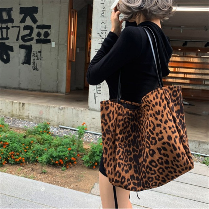 韓国新作大容量ヒョウ柄手提げショルダーバッグファッションレディースバッグトートバッグ