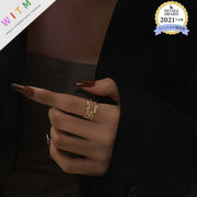 不規則 リング 指輪 S925コーティング 設計感  ゴールド 調節可能 レトロ ファッション