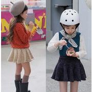 2023秋新作 韓国子供服 無地 ニット 女の子 ベビー服　キュロット スカート セーター 可愛い 2色