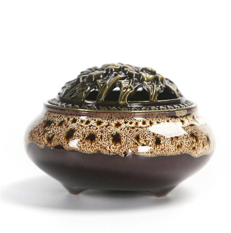 青磁香炉 仏壇用香炉 陶磁器 香台 新品 蓋 丸香炉 薫香盤 香檀 陶器